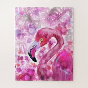 Roze Flamingo in de Roze wereld - Prachtige roze g Legpuzzel