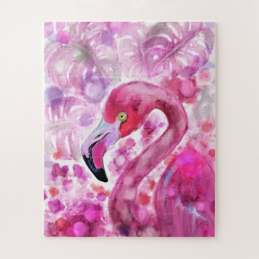 Roze Flamingo in de Roze wereld - Prachtige roze g Legpuzzel (Verticaal)