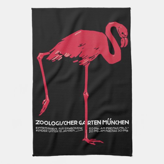 roze flamingo in Duitsland dierentuin München Theedoek (Verticaal)