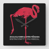  roze flamingo in Duitsland dierentuin München Vierkante Klok (Voorkant)
