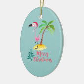 Roze flamingo in een Santa Hat Cute Keramisch Ornament (Links)