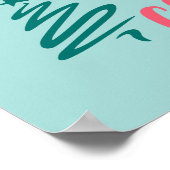 Roze flamingo in een Santa Hat met een palmboom Poster (Hoek)