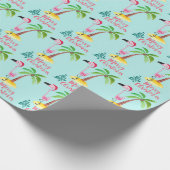 Roze flamingo in een Santa Hat met een palmboomwor Cadeaupapier (Hoek)