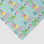 Roze flamingo in een Santa Hat met een palmboomwor Tissuepapier (Detail)