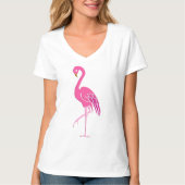  roze flamingo in Fuchsia T-shirt (Voorkant)