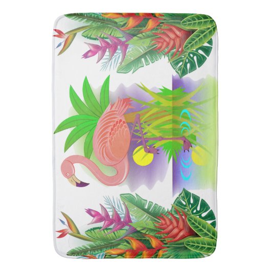 Roze flamingo in het paradijs badmat (Voorkant Verticaal)