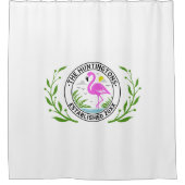 Roze Flamingo in het water Familienaam Datum Estd  Douchegordijn (Voorkant)