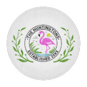 Roze Flamingo in het water Familienaam Datum Estd  Snijplank (Voorkant)