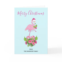 Roze Flamingo in Kerstmannenhoed met Boeket van Su