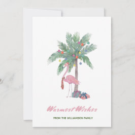 Roze Flamingo In Kerstmannenhoed Warmste Wensen