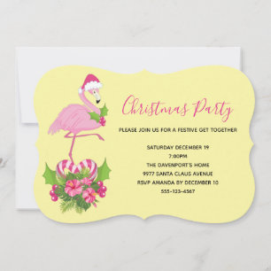 Roze Flamingo in Kerstmannenhoed Wonderschone Kers Kaart
