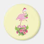 Roze Flamingo in Kerstmannetjeshoed Wispelturige K Magneet (Voorkant)