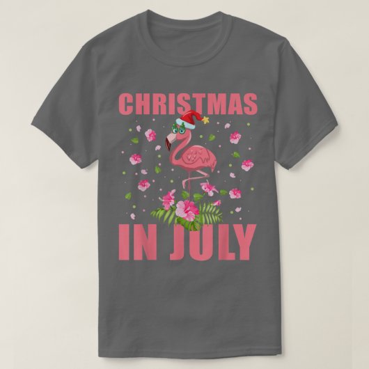 Roze flamingo in kerstmis in juli cadeau t-shirt (Design voorkant)