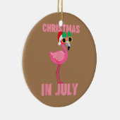 Roze flamingo in kerstmis in juli keramisch ornament (Rechts)