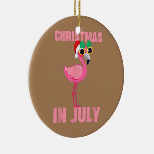 Roze flamingo in kerstmis in juli keramisch ornament (Rechts)