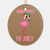 Roze flamingo in kerstmis in juli keramisch ornament (Links)