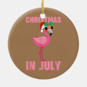 Roze flamingo in kerstmis in juli keramisch ornament (Achterkant)