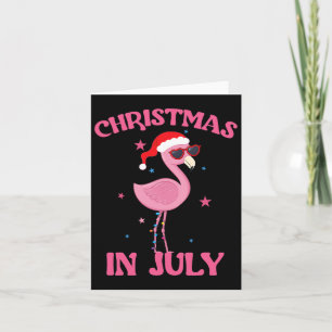 Roze flamingo in kerstmis in juli meisje kaart