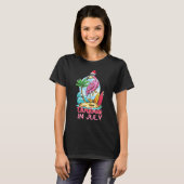 Roze flamingo in kerstmis in juli t-shirt (Voorkant volledig)
