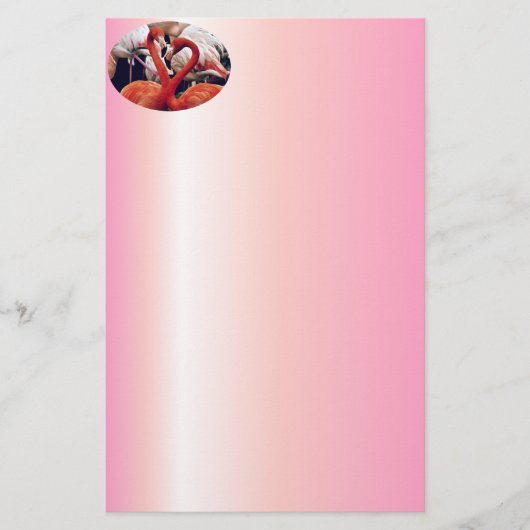 Roze Flamingo in Natuur Briefpapier (Voorkant)
