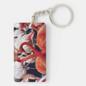 Roze Flamingo in Natuur Sleutelhanger (achterkant)