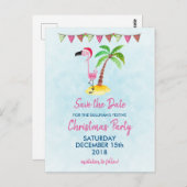 Roze Flamingo in Rode Kerstman Kerstman Bewaar de  Briefkaart (Voorkant / Achterkant)