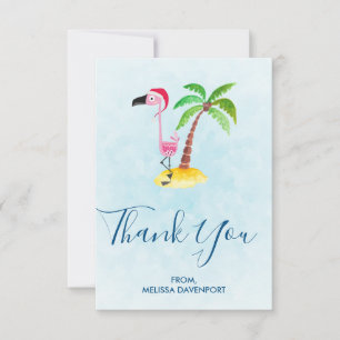 Roze Flamingo in Santa Hat Dank u Bedankkaart