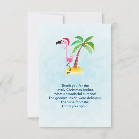 Roze Flamingo in Santa Hat Dank u Bedankkaart (Achterkant)