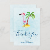 Roze Flamingo in Santa Hat Dank u Bedankkaart (Voorkant / Achterkant)