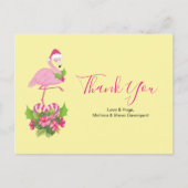 Roze Flamingo in Santa Hat Dank u Briefkaart (Voorkant)