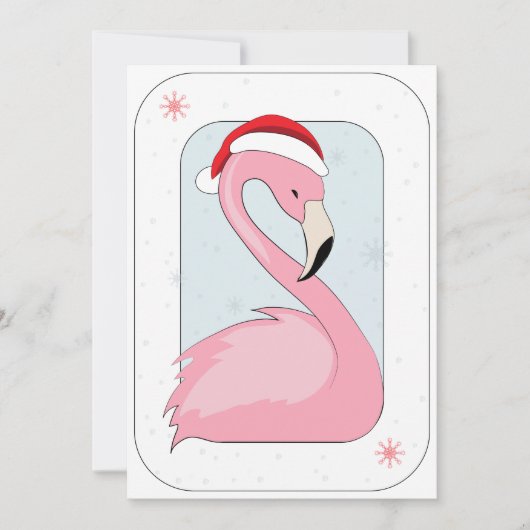 Roze Flamingo in Santa Hat Feestdagenkaart (Voorkant)