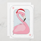 Roze Flamingo in Santa Hat Feestdagenkaart (Voorkant / Achterkant)