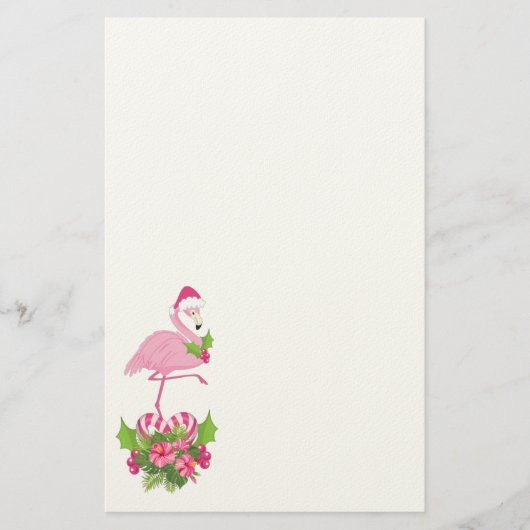 Roze Flamingo in Santa Hat met Candy Cane Bouquet Briefpapier (Voorkant)