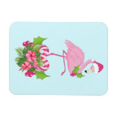 Roze Flamingo in Santa Hat met Candy Cane Bouquet Magneet (Horizontaal)