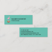 Roze Flamingo in Santa Hat met Candy Cane Bouquet Mini Visitekaartje (Voorkant / Achterkant)