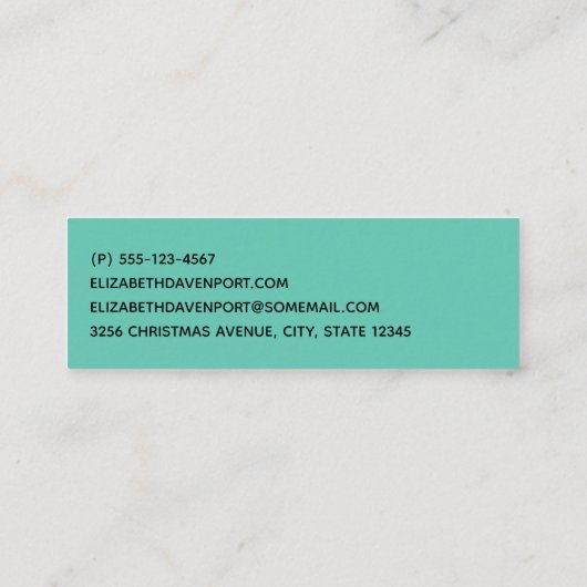 Roze Flamingo in Santa Hat met Candy Cane Bouquet Mini Visitekaartje (Achterkant)