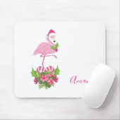 Roze Flamingo in Santa Hat met Candy Cane Bouquet Muismat (Met muis)