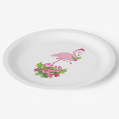 Roze Flamingo in Santa Hat met Candy Cane Bouquet Papieren Bordje (Gekanteld)
