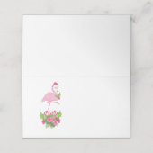 Roze Flamingo in Santa Hat met Candy Cane Bouquet Plaatskaartje (Buitenkant ongevouwen)