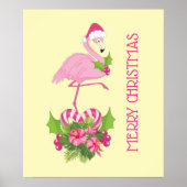 Roze Flamingo in Santa Hat met Candy Cane Bouquet Poster (Voorkant)