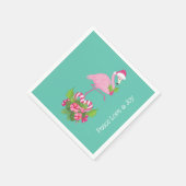 Roze Flamingo in Santa Hat met Candy Cane Bouquet Servet (Hoek)