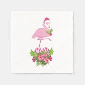 Roze Flamingo in Santa Hat met Candy Cane Bouquet Servet (Voorkant)