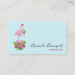 Roze Flamingo in Santa Hat met Candy Cane Bouquet Visitekaartje