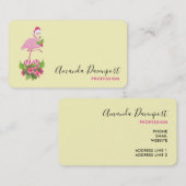 Roze Flamingo in Santa Hat met Candy Cane Bouquet Visitekaartje (Voorkant / Achterkant)
