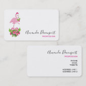 Roze Flamingo in Santa Hat met Candy Cane Bouquet Visitekaartje (Voorkant / Achterkant)