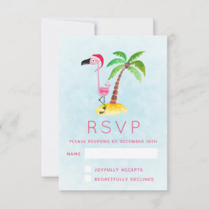Roze Flamingo in Santa Hat RSVP