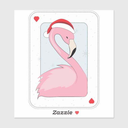 Roze Flamingo in Santa Hat Sticker (Vel)