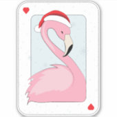 Roze Flamingo in Santa Hat Sticker (Voorkant)