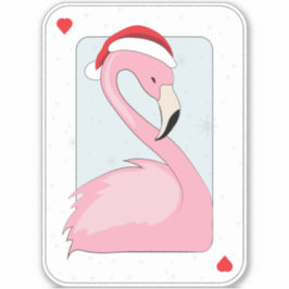 Roze Flamingo in Santa Hat Sticker