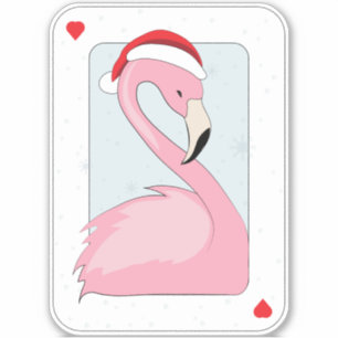 Roze Flamingo in Santa Hat Sticker